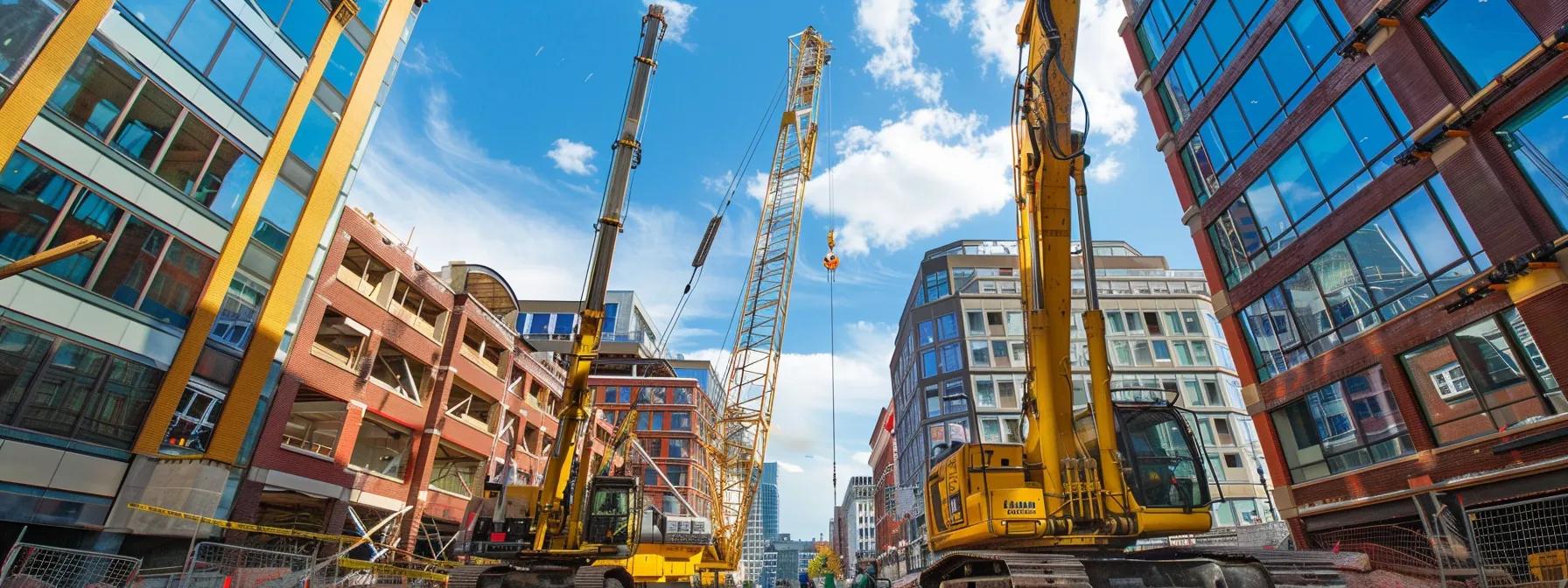 Different types of cranes available for rent in Boston, illustrating typical rental costs