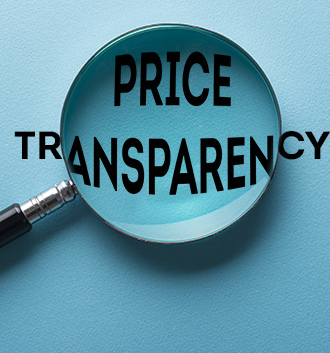 Magnifying glass highlighting the words "Price Transparency," symbolizing clear and honest pricing for crane rental services in Southern Massachusetts.