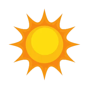 Sun icon representing summer conditions impacting crane operations in Southern Massachusetts, emphasizing heat and salt air effects on equipment maintenance.