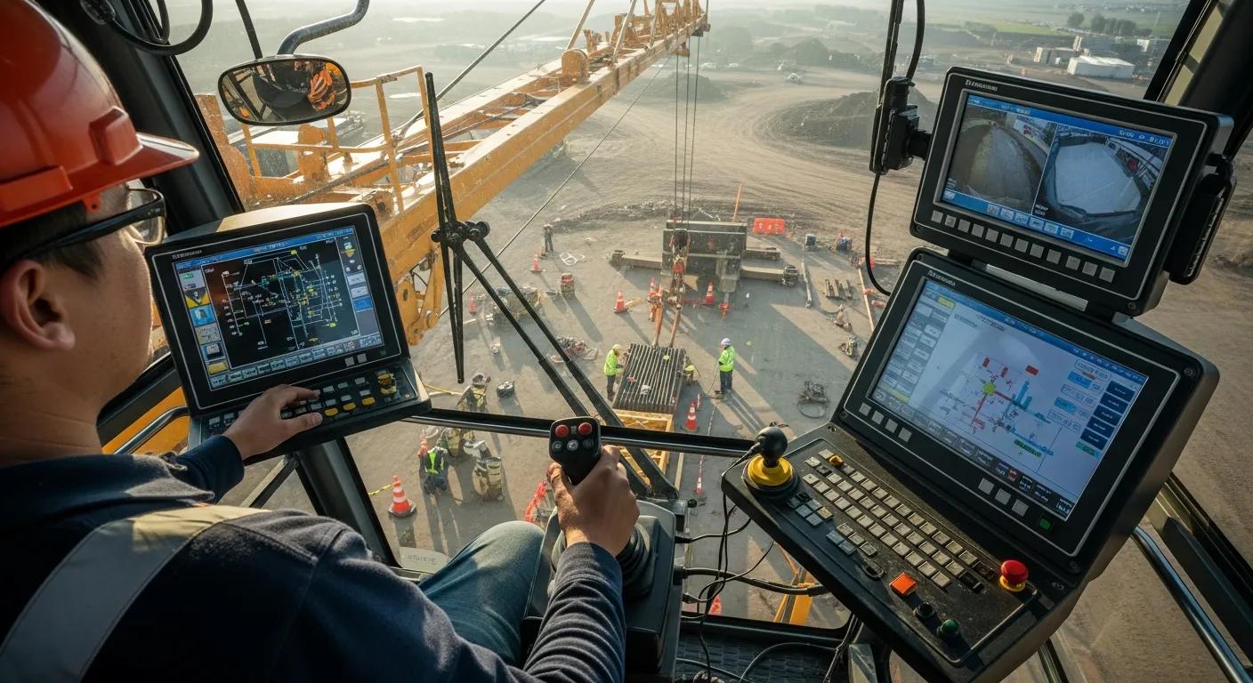 Crane operator performing a safety check before a lift