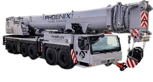 Heavy-duty crane from Phoenix Crane Service, designed for safe lifting and transport of heavy equipment in construction and industrial settings.